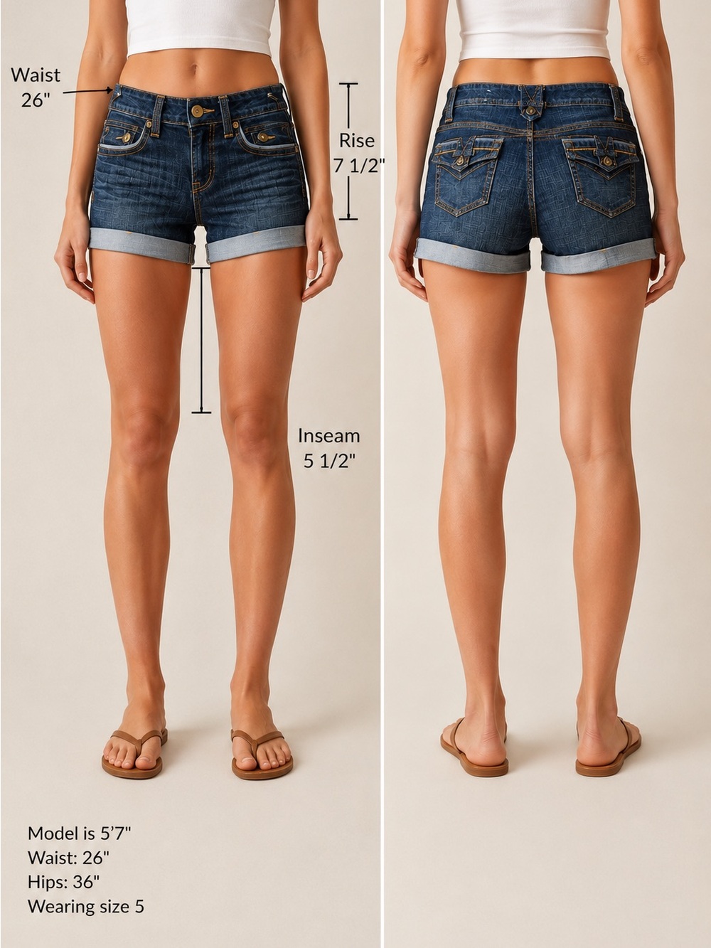 Fragile Women's Low-rise Detailed Denim Shorts Size 5 (Waist 26)